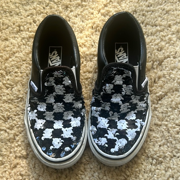 Vans Other - Vans Black & White Checkered Sequin Flip Double Sided Slip On Sneaker